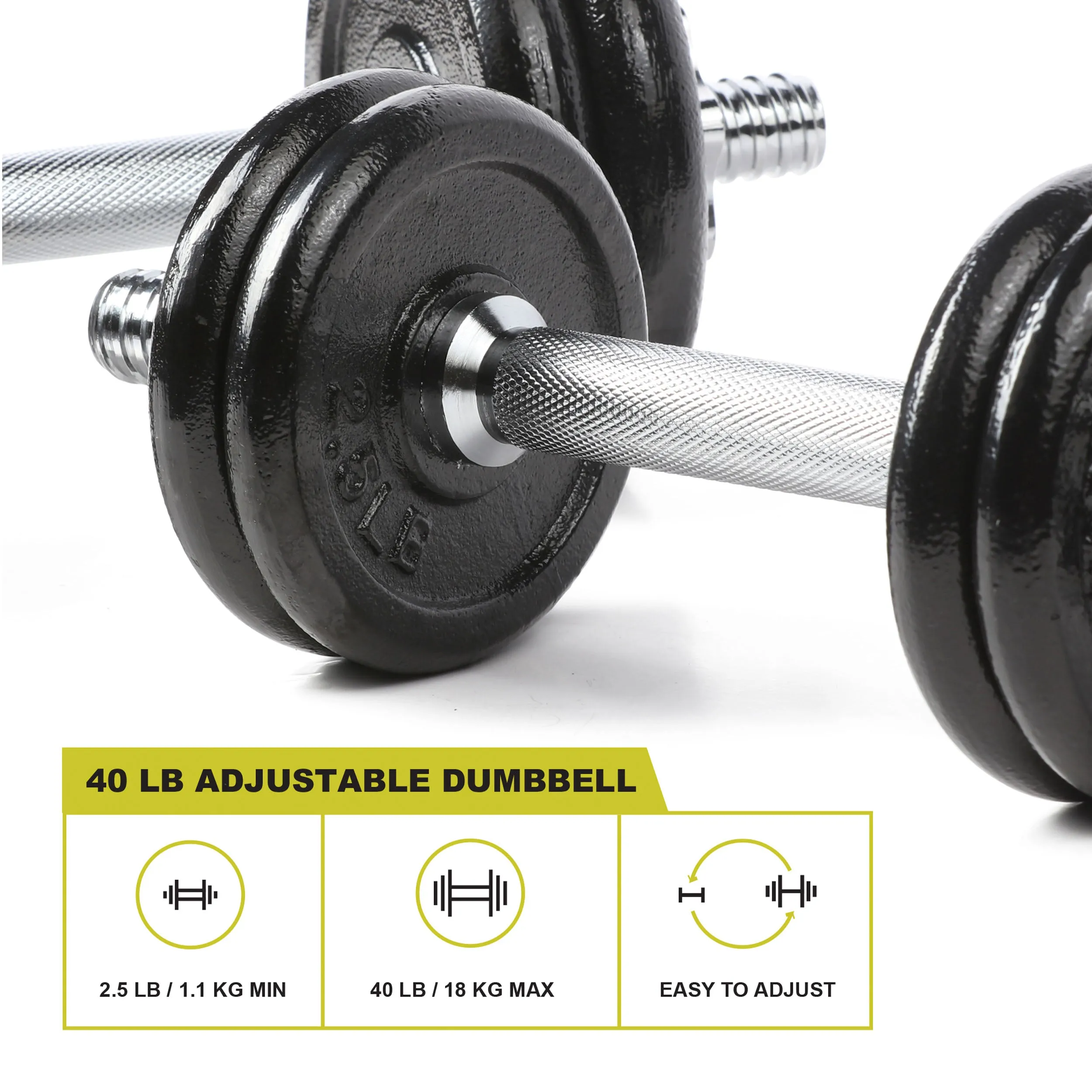 PRCTZ 40lb Adjustable Cast Iron Dumbbell Set