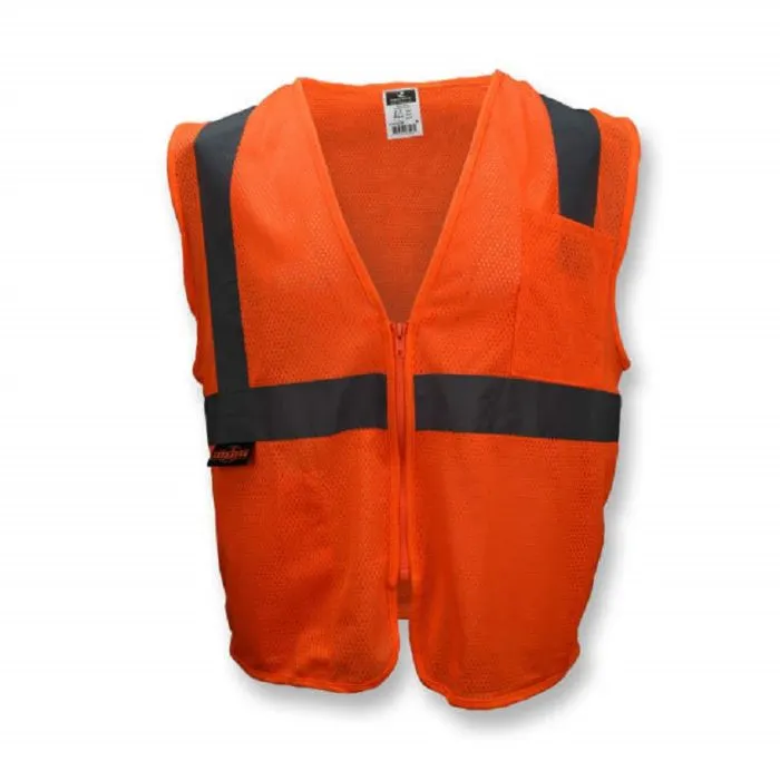 Radians SV2ZOM Economy Type R Class 2 Mesh Safety Vest with Zipper, Hi-Vis Orange, 1 Each