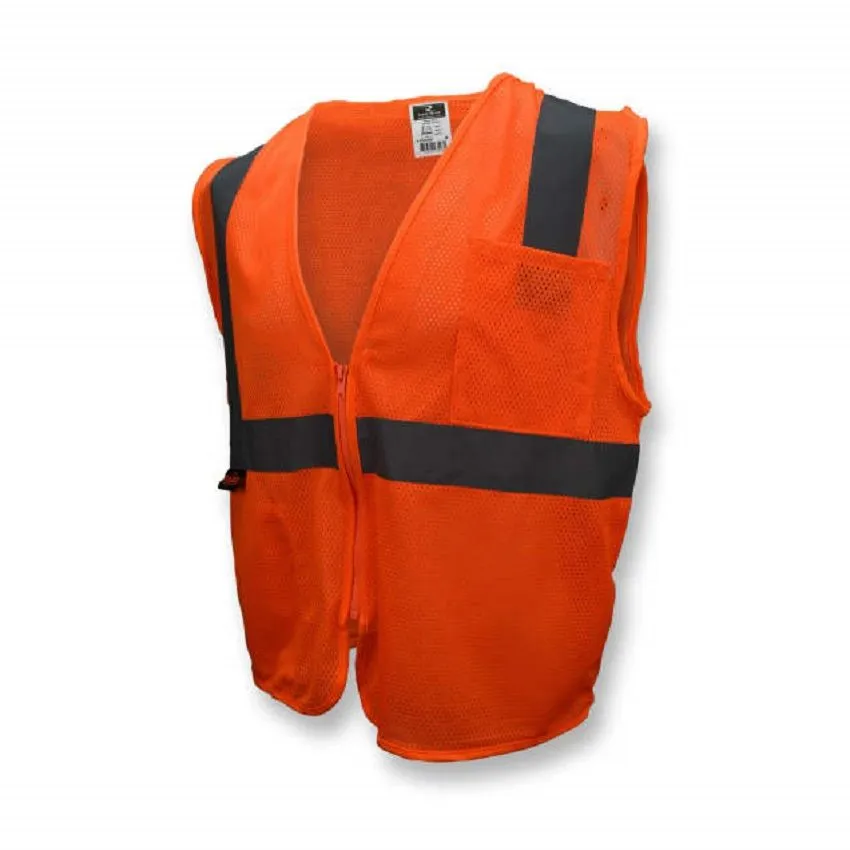 Radians SV2ZOM Economy Type R Class 2 Mesh Safety Vest with Zipper, Hi-Vis Orange, 1 Each