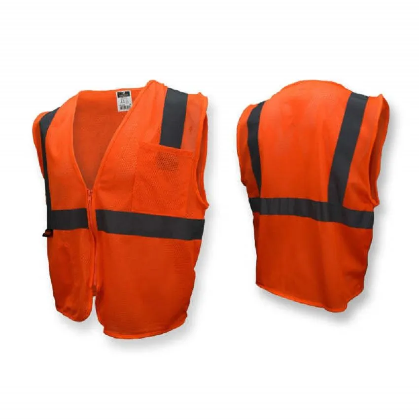 Radians SV2ZOM Economy Type R Class 2 Mesh Safety Vest with Zipper, Hi-Vis Orange, 1 Each