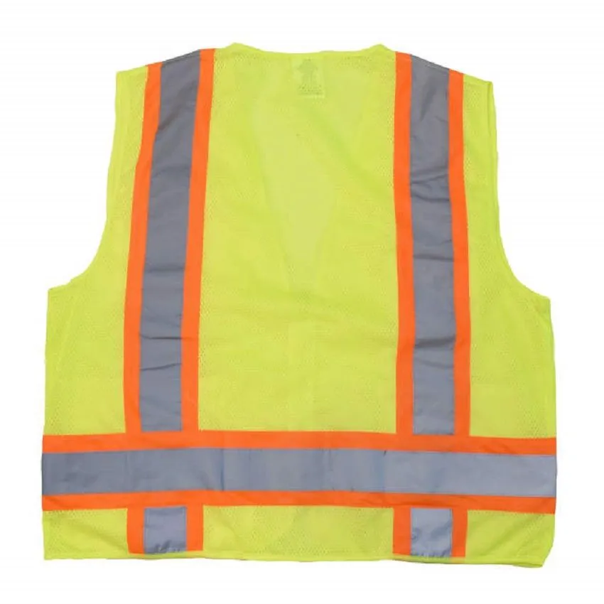 Radians SV6G Type R Class 2 Solid Front/Mesh Back Surveyor Safety Vest, Hi-Vis Green, 1 Each