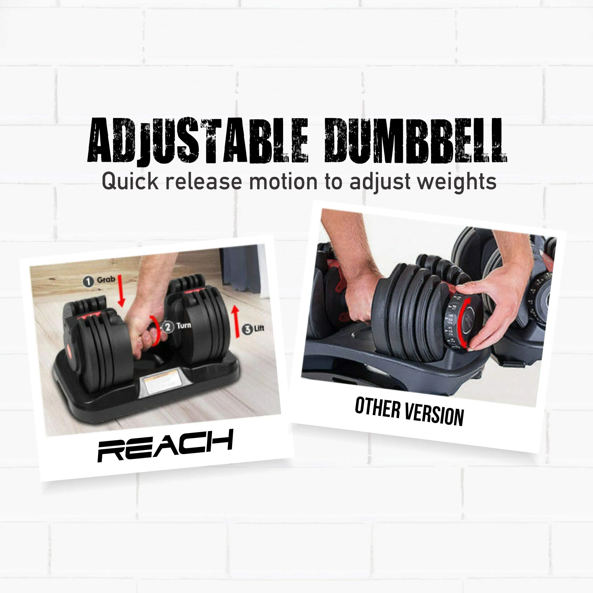 Reach Octane II Adjustable Iron Smart Dumbbells (2.5 Kg To 20 Kg) For Strength Training | Home Gym Equipment | Easy Multi-Weight Adjustment With Twist Lock | Durable Anti Skid Handle | For Men & Women