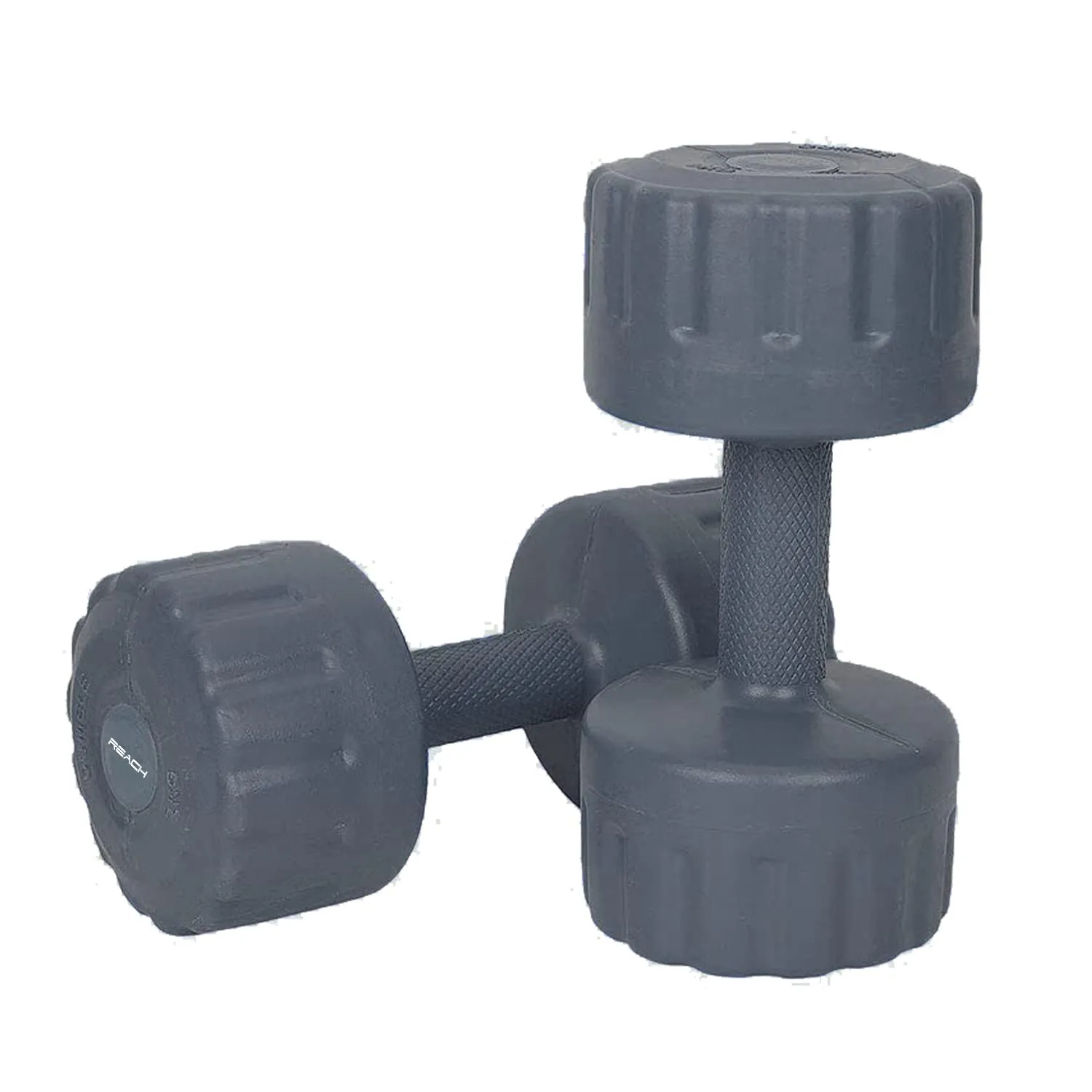 Reach PVC Dumbbell Set Weights| Pack of 2 For Strength Training Home Gym Fitness & Full Body Workout | Easy Grip & Anti- slip Dumbbell for Weight loss (1kg, Grey)