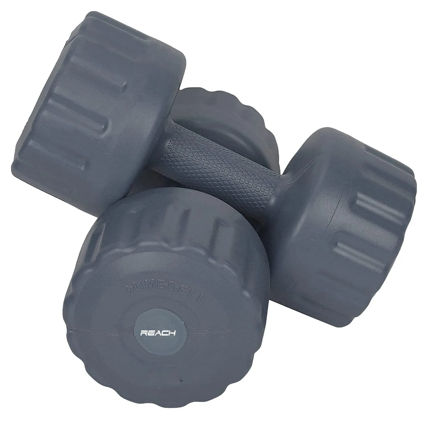 Reach PVC Dumbbell Set Weights| Pack of 2 For Strength Training Home Gym Fitness & Full Body Workout | Easy Grip & Anti- slip Dumbbell for Weight loss (1kg, Grey)