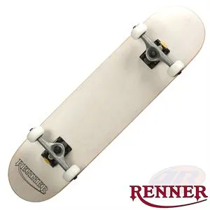 Renner Pro Series Complete Skateboard 7 Ply, Virus Trucks, Abec 9 - White