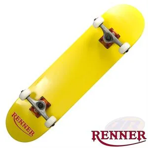 Renner Pro Series Complete Skateboard 7 Ply, Virus Trucks, Abec 9 - Yellow