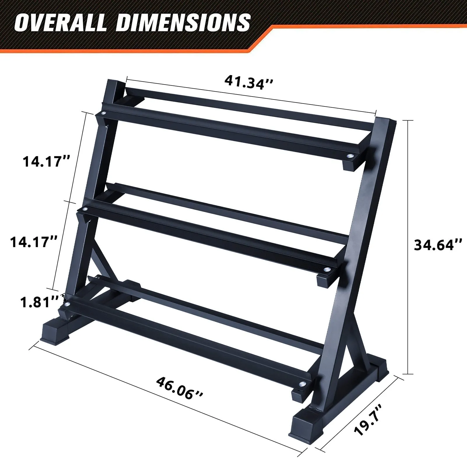 RitFit 3-Tier Dumbbell Weight Rack for Home Gym