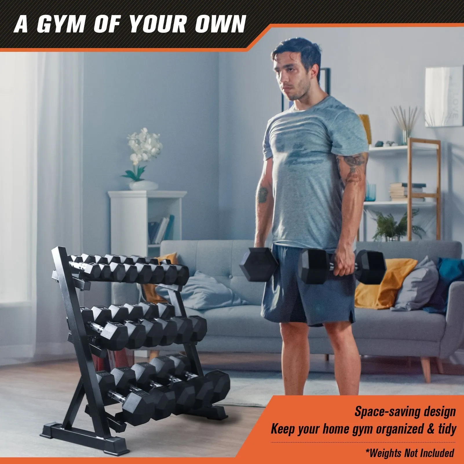 RitFit 3-Tier Dumbbell Weight Rack for Home Gym