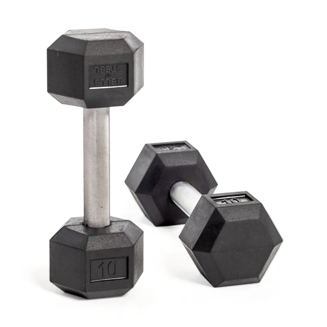 Straight Handle Rubber Hex Dumbbell Sets