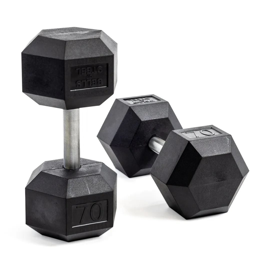 Straight Handle Rubber Hex Dumbbell Sets