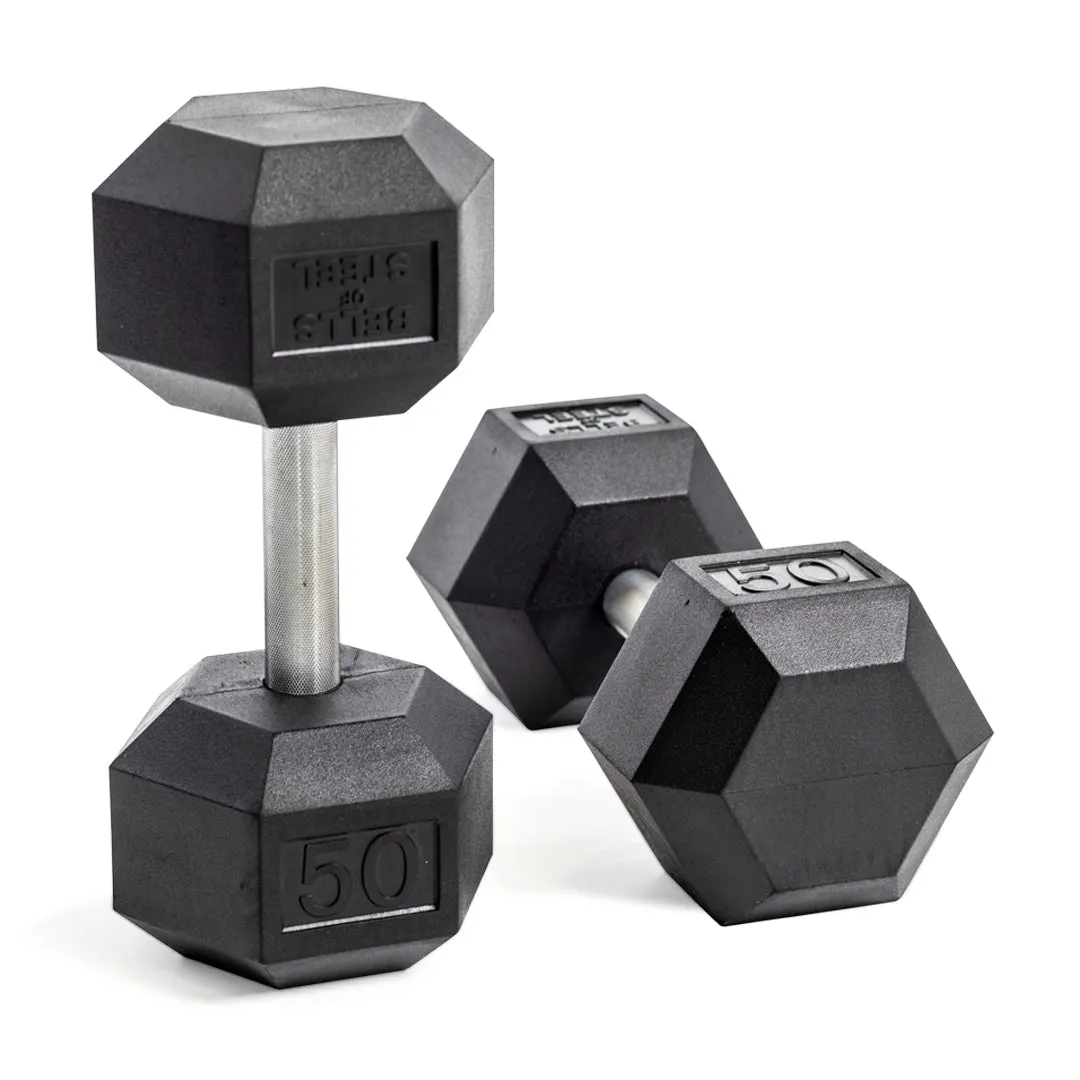 Straight Handle Rubber Hex Dumbbell Sets