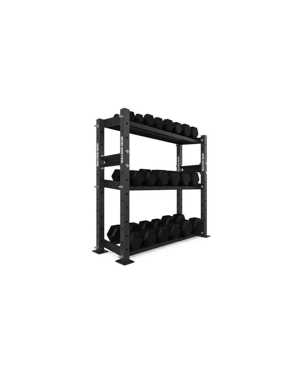 The Bulldog Gear - Hex Dumbbells 1.0 275kg Set (2.5kg to 25kg)   Storage System - 120cm