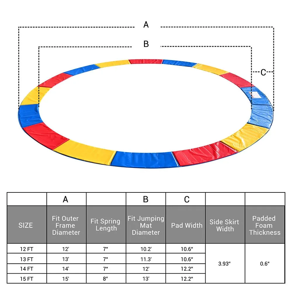 TheLAShop 15 ft Trampoline Pad Replacement Spring Cover Rainbow