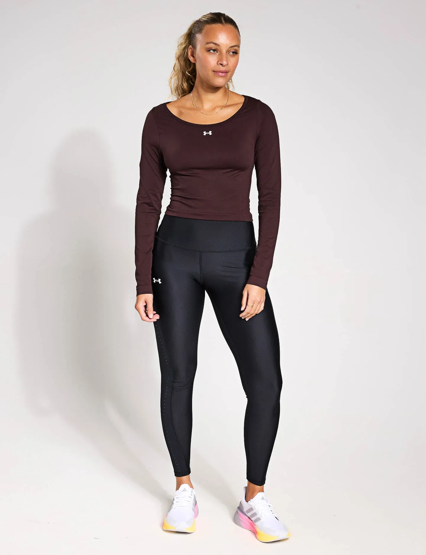 Train Seamless Long Sleeve - Brown Obsidian/White