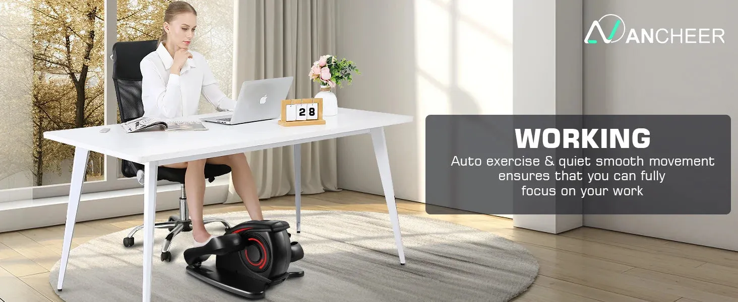 Under Desk Elliptical Machine, Electric Seated Pedal Exerciser, Mini Elliptical Machines for Seniors, LCD Display