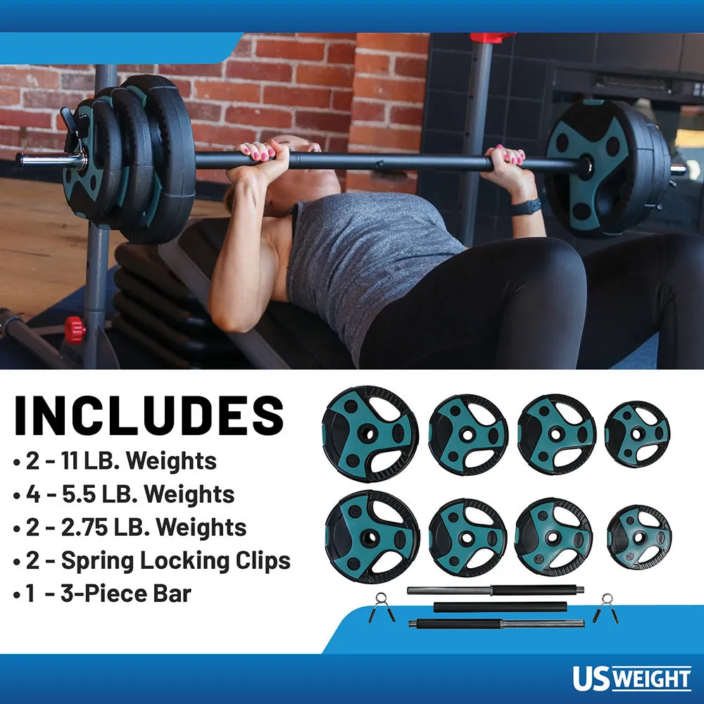 US Weight 54 LB Weight Set with 55" Bar - Teal