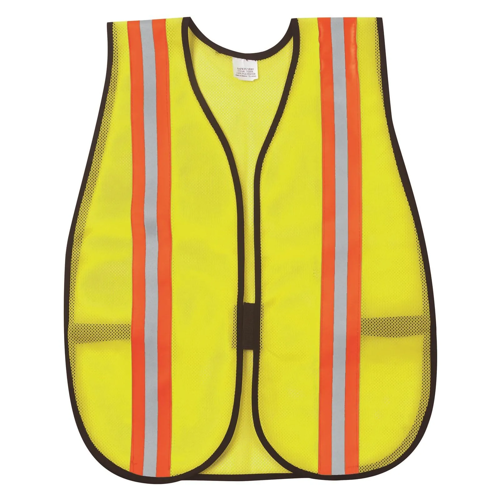 V 200R MCR Mesh Safety Vest, 2" Orange/Silver Stripe, 18"x47", Lime