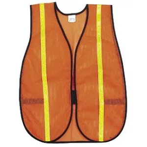 V211R MCR Poly,Mesh Safety Vest,3/4" Lime Stripe,18"x47",Orange