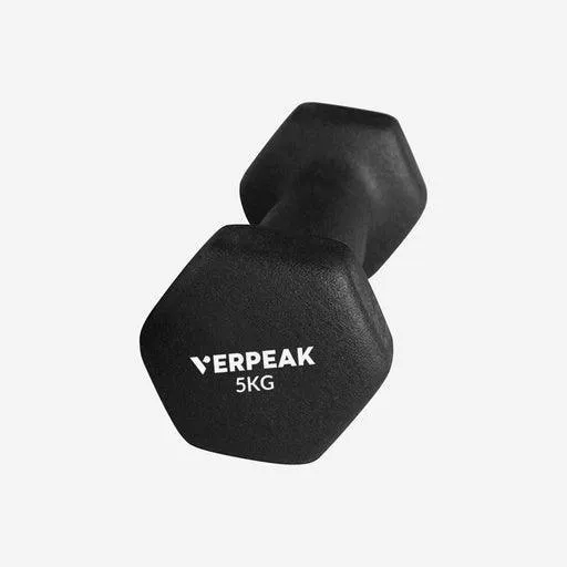 VERPEAK Neoprene Dumbbell Set With Logo Anti-Slip with Cast Iron Core, for Home Gym Weightlifting 5kg x 2 Black